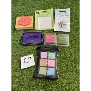 Rubber Stamps Lot - Ink‎ Pads, Clear Blocks, Blending Chalks Craft Supplies